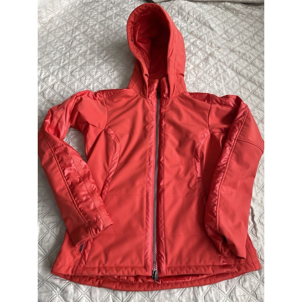 Athleta Women's Maribel Ski Snow Jacket Medium Recco Tech‎ Hooded linen Orange